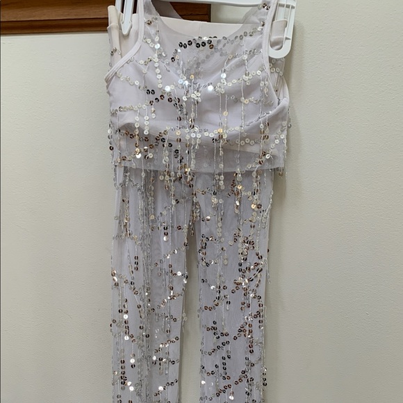Maneca Active wear Funky Diva White Sequins Halloween Costume - Child Med - Picture 2 of 9